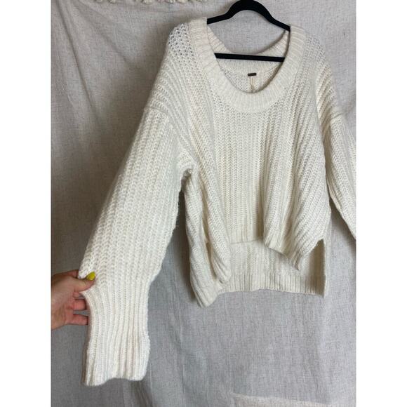 Free People Blue Bell V Neck Sweater Ivory Size XS - Picture 6 of 13
